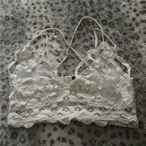 Free People White Floral Lace Bralette